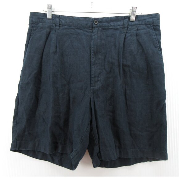 VINTAGE Banana Republic Shorts 38 Linen Baggy Pleated Safari Y2K * - Picture 1 of 8